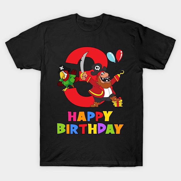 3rd Birthday Party 3 Year Old Three Years T-Shirt by KidsBirthdayPartyShirts